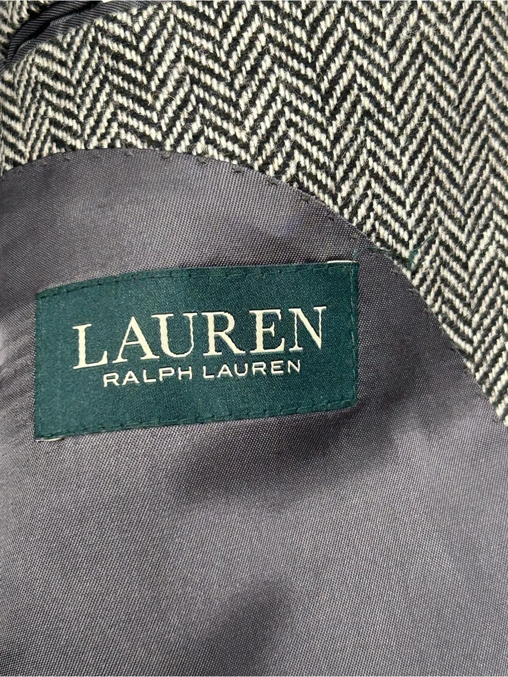 Lauren Ralph Lauren Men’s Black Gray Tweed Wool Herringbone Blazer 48L Business